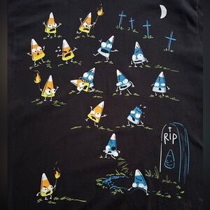 EUC Zombie Candy Corn Printed Black Tee. Size M Unisex. shirt.woot.com